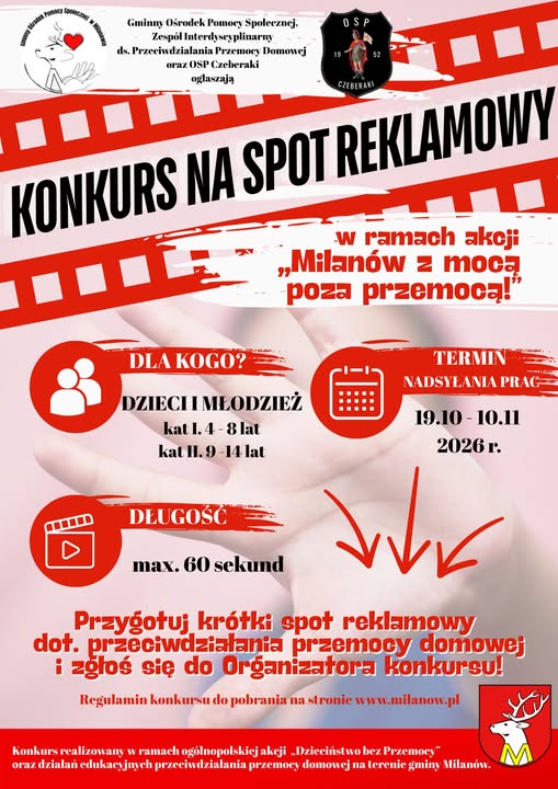 Konkurs na spot reklamowy „Milanów z mocą poza przemocą!” – zapraszamy do udziału!