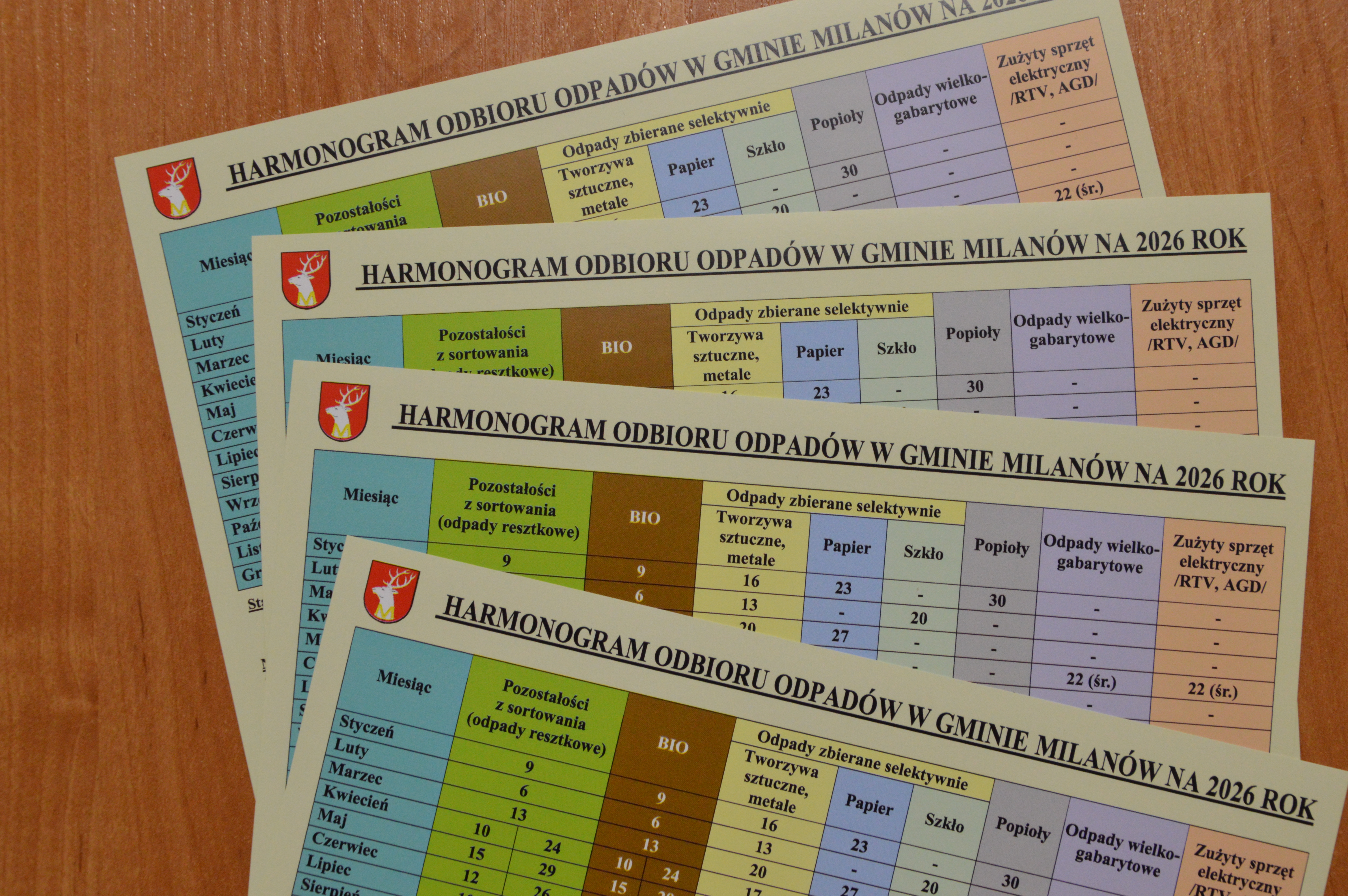 Harmonogram odbioru odpadów komunalnych 2026